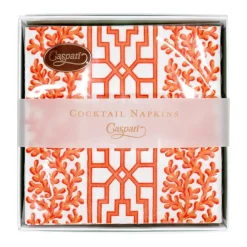 Caspari Boxed Cocktail Napkins|Coral And Trellis Coral Boxed Cocktail Napkins - 40 Per Box