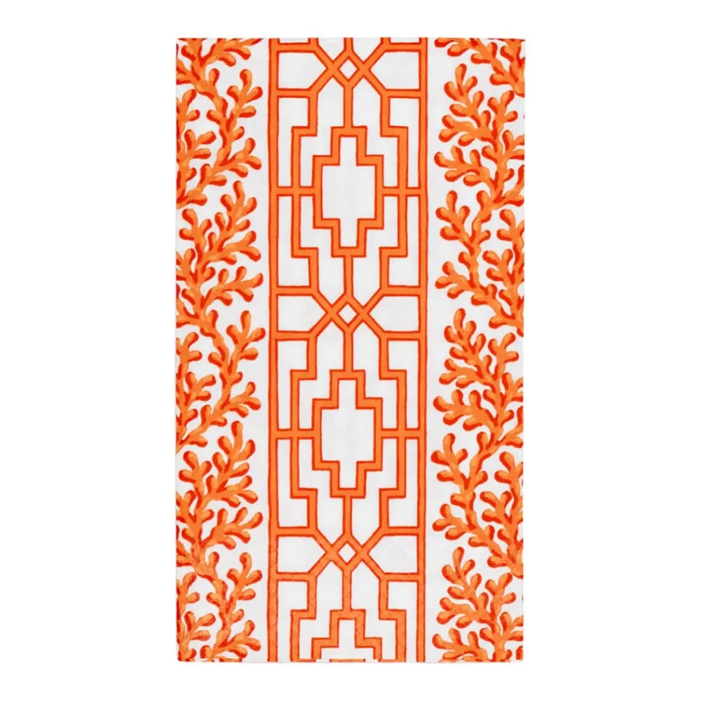 Caspari Paper Guest Towels|Coral And Trellis Coral Guest Towel Napkins - 15 Per Package