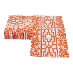 Caspari Paper Guest Towels|Coral And Trellis Coral Guest Towel Napkins - 15 Per Package