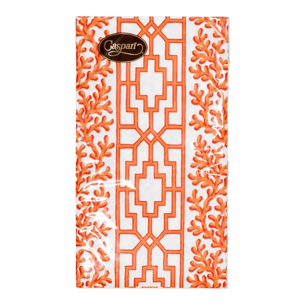 Caspari Paper Guest Towels|Coral And Trellis Coral Guest Towel Napkins - 15 Per Package