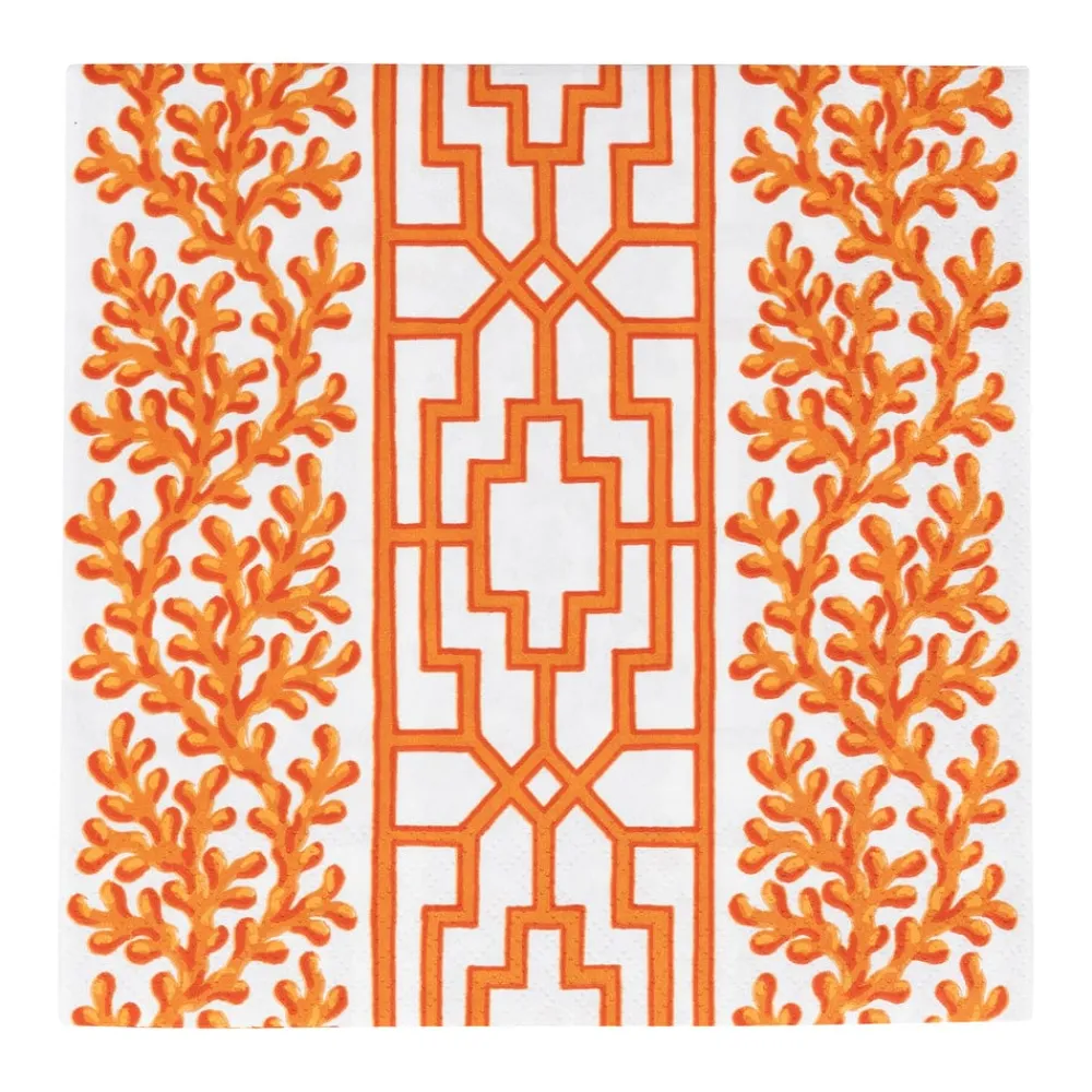 Caspari Paper Luncheon Napkins|Coral And Trellis Coral Luncheon Napkins - 20 Per Package