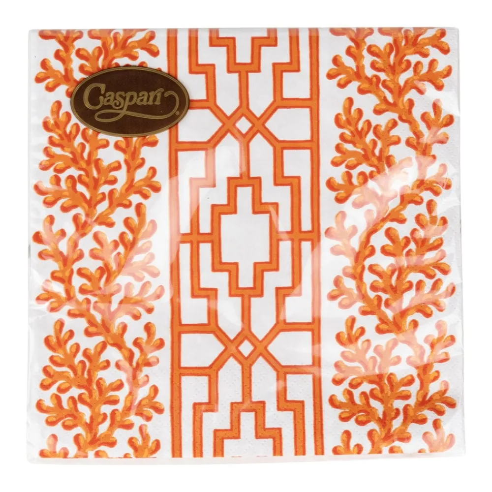 Caspari Paper Luncheon Napkins|Coral And Trellis Coral Luncheon Napkins - 20 Per Package