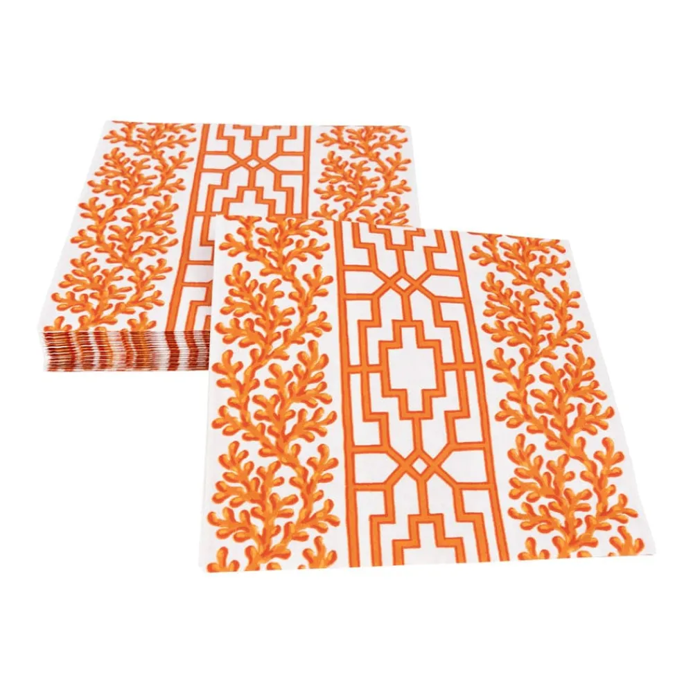 Caspari Paper Luncheon Napkins|Coral And Trellis Coral Luncheon Napkins - 20 Per Package
