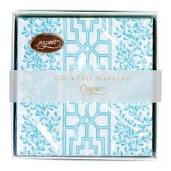 Caspari Boxed Cocktail Napkins|Coral And Trellis Robin's Egg Boxed Cocktail Napkins - 40 Per Box