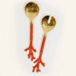 Caspari Serving Utensils|Serving Platters & Bowls|Coral Serving Spoons - Set of 2