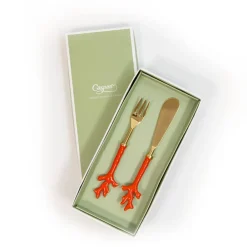 Caspari Serving Utensils|Coral Spreader & Hors d'oeuvre Fork - Set of 2