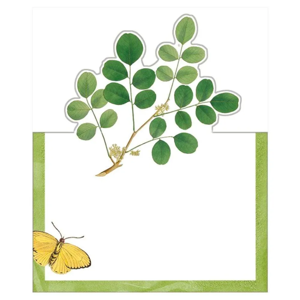 Caspari Place Cards|Coromandel Garden Ivory Place Cards Die Cut Package 8 In