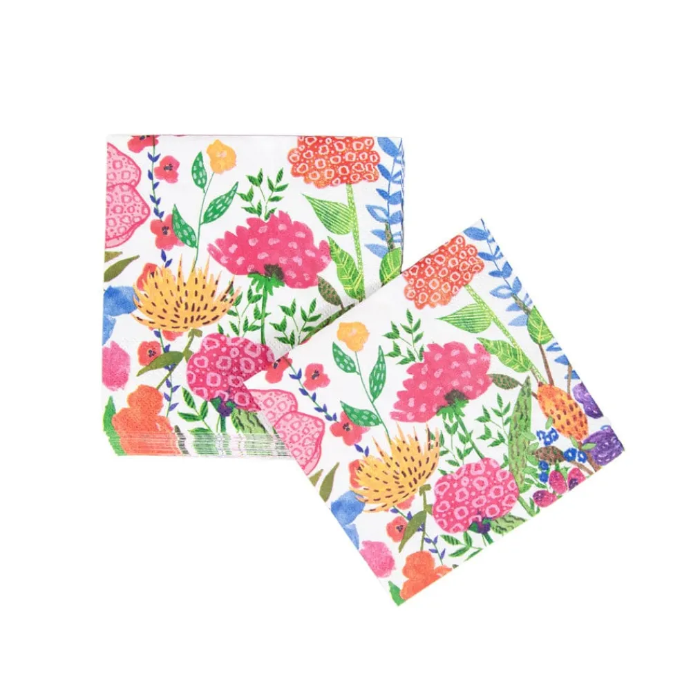 Caspari Paper Cocktail Napkins|Cottage Floral Cocktail Napkins - 20 Per Package