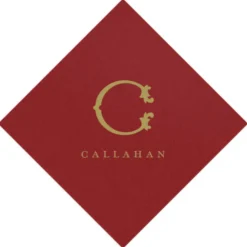 Personalization by Caspari Personalized Holiday Napkins|Personalized Christmas Napkins|Cranberry Paper Linen Personalized Cocktail Napkins