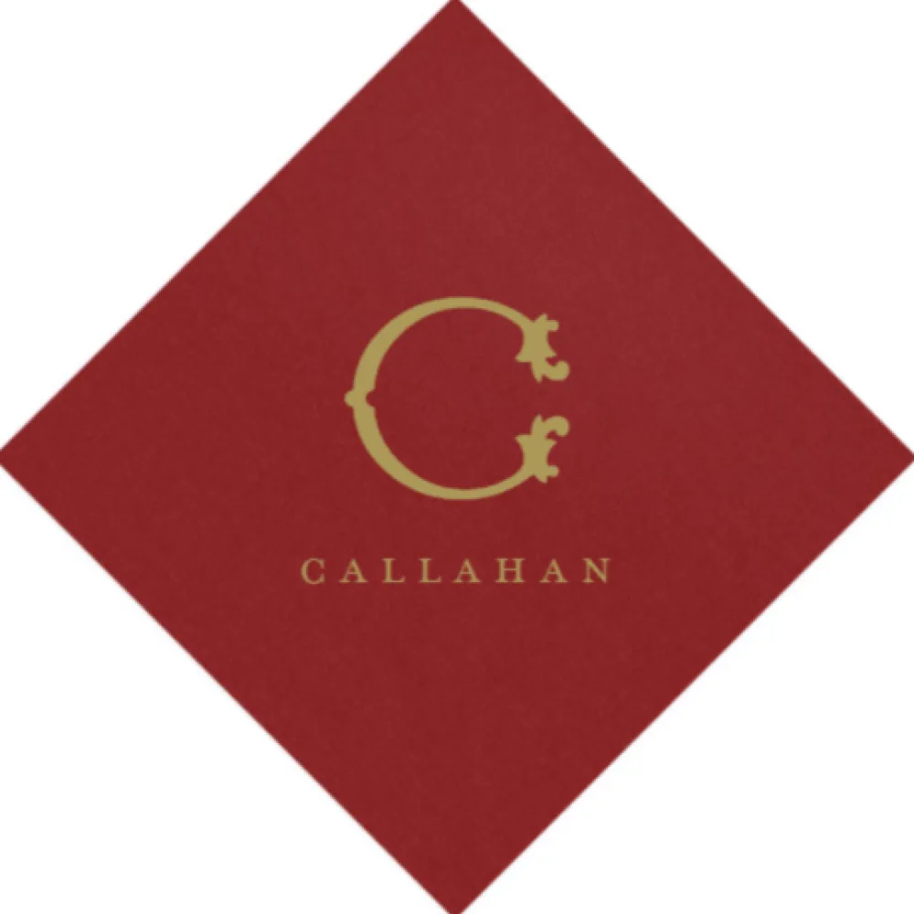 Personalization by Caspari Personalized Holiday Napkins|Personalized Christmas Napkins|Cranberry Paper Linen Personalized Cocktail Napkins