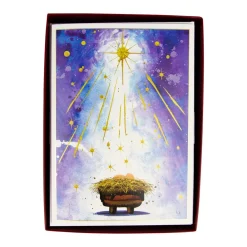 Caspari Christmas And Holiday Cards|Boxed Holiday Cards|Creche Small Boxed Christmas Cards - includes 15 cards & envelopes