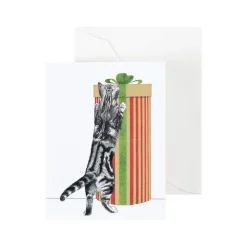 Caspari Christmas Gift Tags & Labels|Gift Tags & Enclosure Cards|Curious Christmas Cats Gift Enclosure Cards - 4 Mini Cards & 4 Envelopes