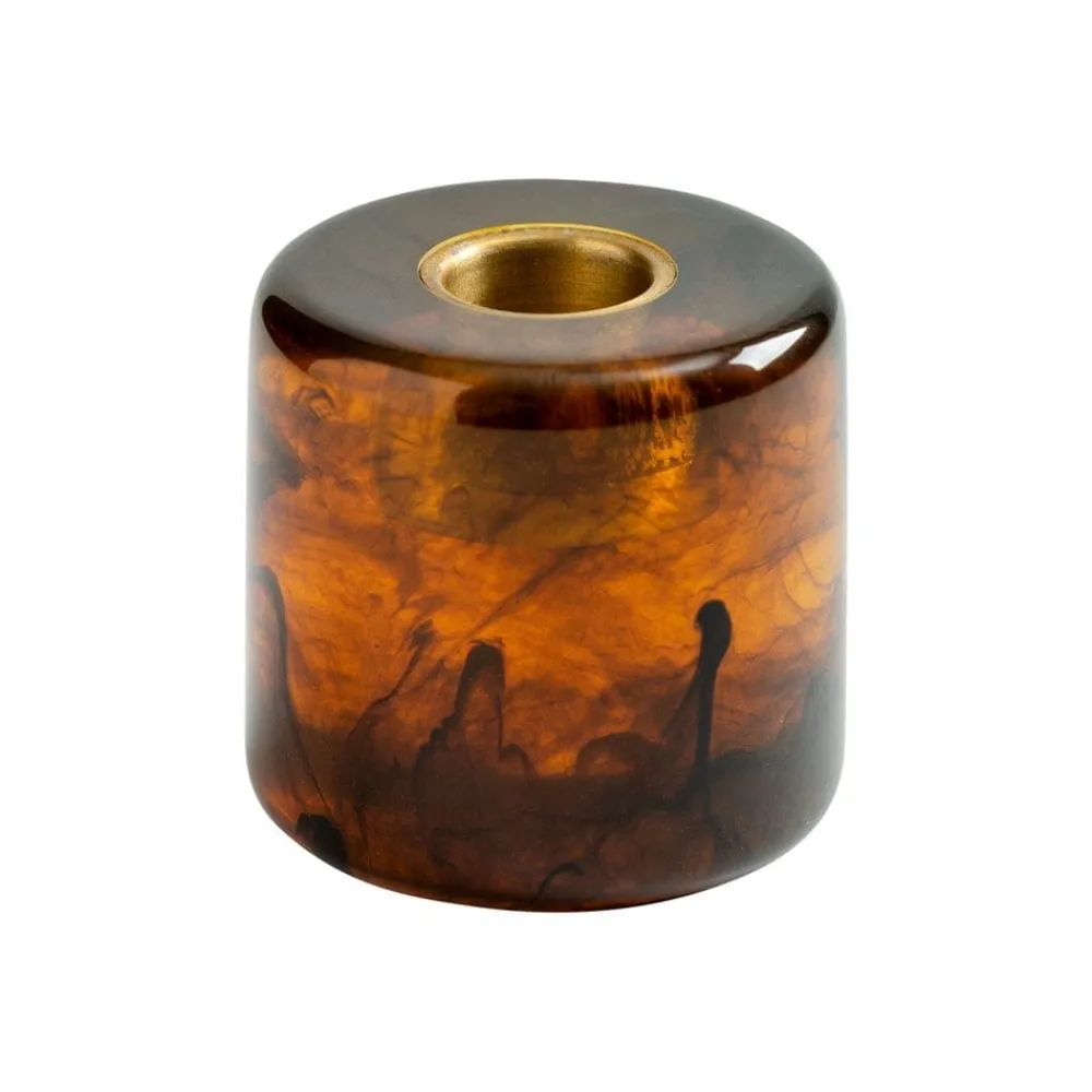 Caspari New Year'S|Thanksgiving|Cylinder Resin Candleholder in Tortoiseshell - 1 Each