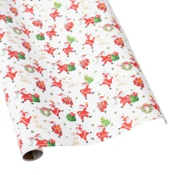 Caspari Christmas Wrapping Paper|Wrapping Paper|Dancing Santas Wrapping Paper - 30" x 8' Roll