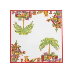 Caspari Paper Cocktail Napkins|Deck The Palm Pearl Cocktail Napkins - includes 20 per package