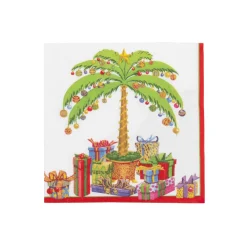 Caspari Paper Cocktail Napkins|Deck The Palm Pearl Cocktail Napkins - includes 20 per package