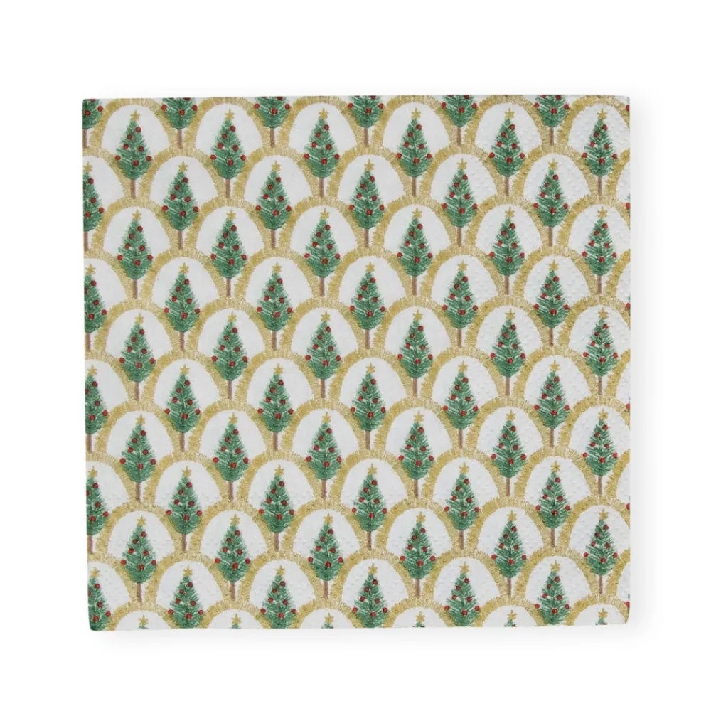 Caspari Christmas Napkins|Paper Cocktail Napkins|Deco Christmas Gold Cocktail Napkins - 20 Per Package
