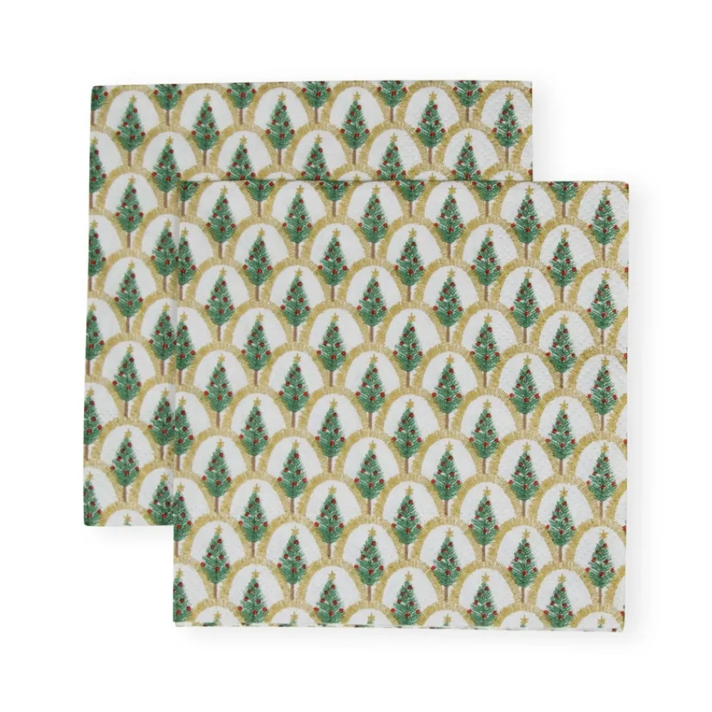 Caspari Christmas Napkins|Paper Cocktail Napkins|Deco Christmas Gold Cocktail Napkins - 20 Per Package