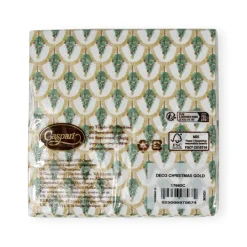 Caspari Christmas Napkins|Paper Cocktail Napkins|Deco Christmas Gold Cocktail Napkins - 20 Per Package