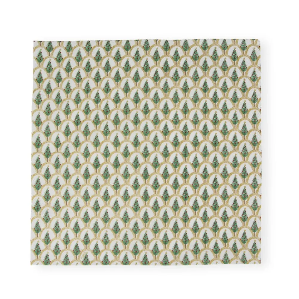 Caspari Christmas Napkins|Paper Cocktail Napkins|Deco Christmas Gold Cocktail Napkins - 20 Per Package