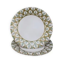 Caspari Christmas Plates|Paper Dinner Plates|Deco Christmas Gold Dinner Plates - 8 Per Package