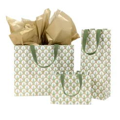 Caspari Christmas Gift & Bottle Bags|Gift & Bottle Bags|Deco Christmas Gold Large Gift Bag - 1 Each