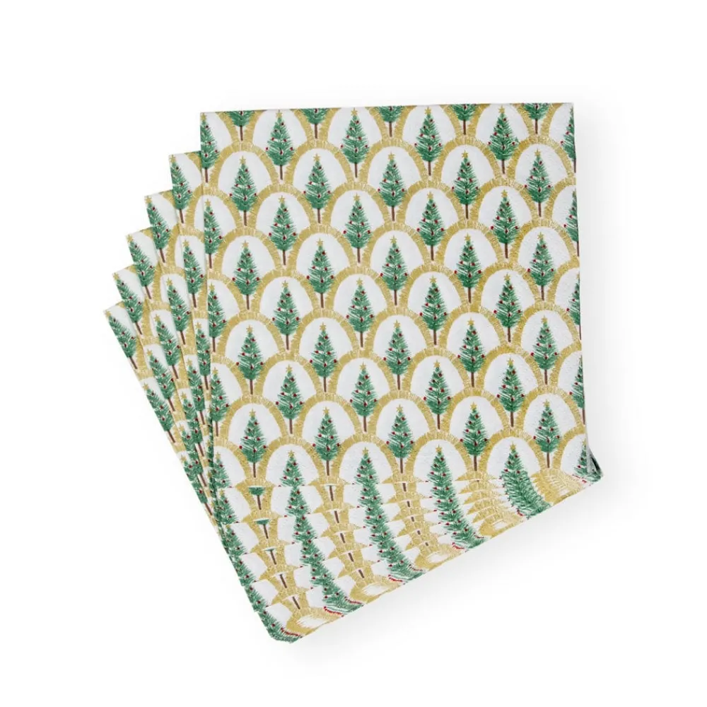 Caspari Christmas Napkins|Paper Luncheon Napkins|Deco Christmas Gold Luncheon Napkins - 20 Per Package