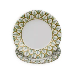 Caspari Christmas Plates|Paper Salad And Dessert Plates|Deco Christmas Gold Salad & Dessert Plates - 8 Per Package