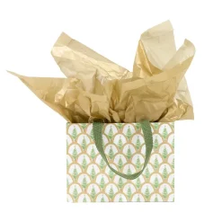 Caspari Christmas Gift & Bottle Bags|Gift & Bottle Bags|Deco Christmas Gold Small Square Gift Bag - 1 Each