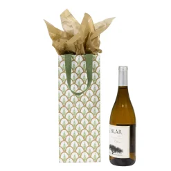 Caspari Christmas Gift & Bottle Bags|Gift & Bottle Bags|Deco Christmas Gold Wine & Bottle Gift Bag - 1 Each