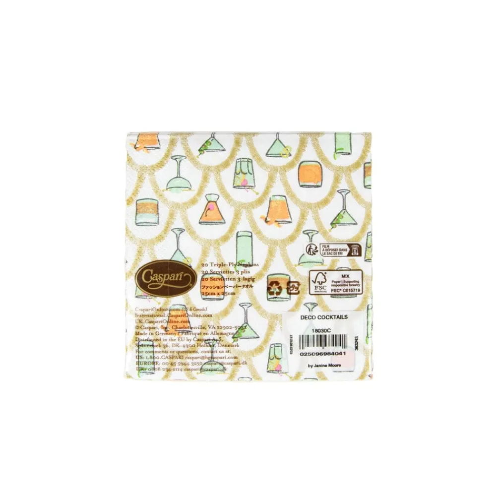 Caspari Paper Cocktail Napkins|Deco Cocktails Cocktail Napkins - 20 Per Package