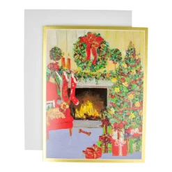 Caspari Christmas And Holiday Cards|Boxed Holiday Cards|Decorated Living Room Classic Boxed Christmas Cards - includes 15 cards & envelopes