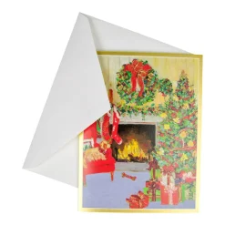 Caspari Christmas And Holiday Cards|Boxed Holiday Cards|Decorated Living Room Classic Boxed Christmas Cards - includes 15 cards & envelopes