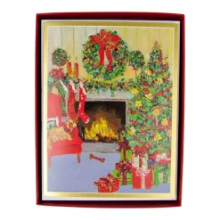 Caspari Christmas And Holiday Cards|Boxed Holiday Cards|Decorated Living Room Classic Boxed Christmas Cards - includes 15 cards & envelopes