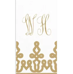 Personalization by Caspari Engagement Party|New Year'S|Dessin Passementerie Gold Paper Linen Personalized Guest Towel Napkins
