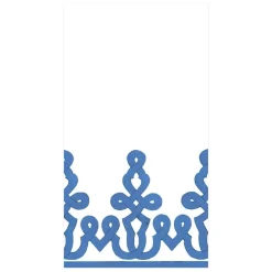 Caspari Mother'S Day|Hanukkah|Dessin Passementerie Paper Linen Guest Towel Napkins in Riviera Blue - 12 Per Package
