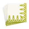 Caspari Christmas Napkins|Summer Picnic|Dessin Passementerie Paper Linen Cocktail Napkins in Moss Green - 15 Per Package