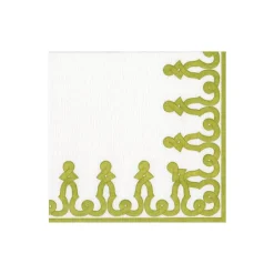 Caspari Christmas Napkins|Summer Picnic|Dessin Passementerie Paper Linen Cocktail Napkins in Moss Green - 15 Per Package