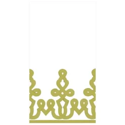 Caspari Summer Picnic|Easter|Dessin Passementerie Paper Linen Guest Towel Napkins in Moss Green - 12 Per Package