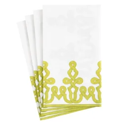 Caspari Summer Picnic|Easter|Dessin Passementerie Paper Linen Guest Towel Napkins in Moss Green - 12 Per Package