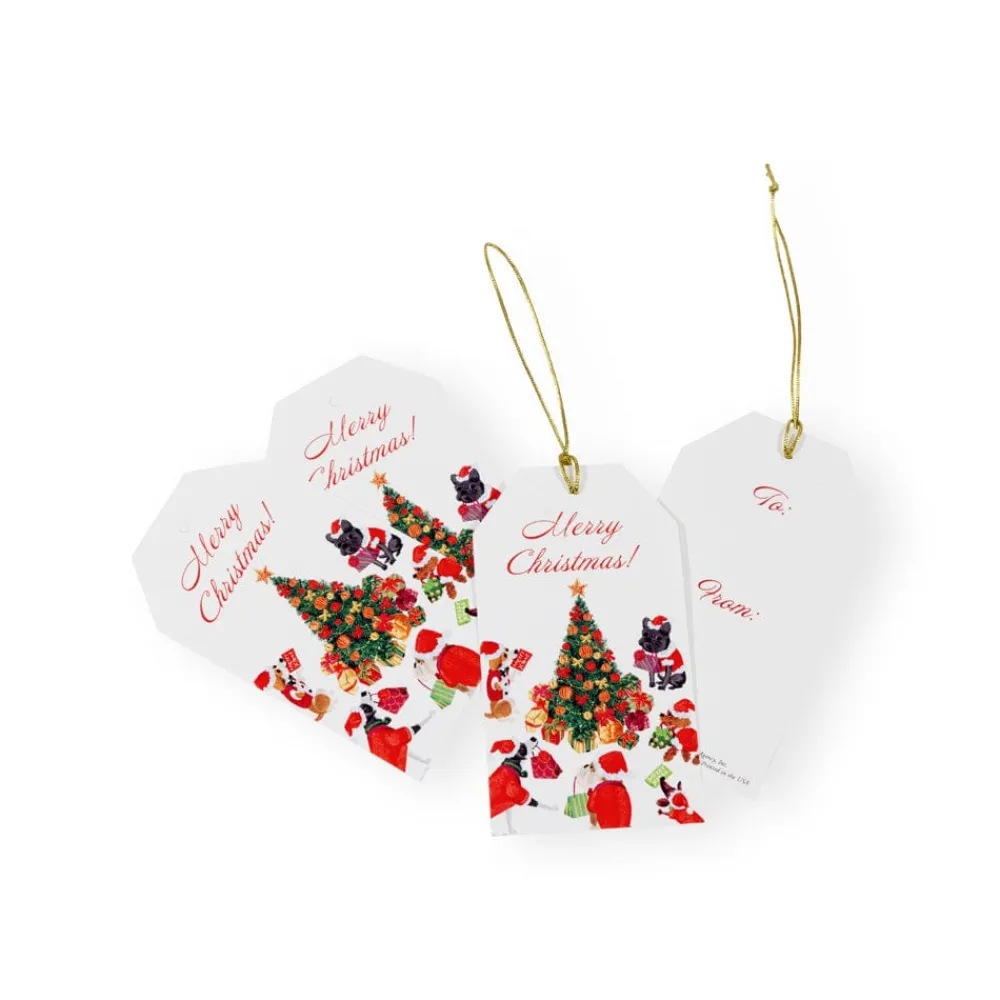 Caspari Christmas Gift Tags & Labels|Gift Tags & Enclosure Cards|Dogs Around Christmas Tree Gift Tags - 4 Per Package