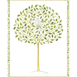 Caspari Greeting Cards|Dove In Olive Tree Foil C-Sized Christmas Cards Pack in Cello - 5 Cards & 5 Envelopes