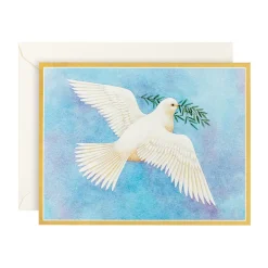 Caspari Christmas And Holiday Cards|Boxed Holiday Cards|Dove with Olive Branch Classic Boxed Christmas Cards - includes 15 cards & envelopes
