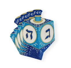 Caspari Hanukkah|Paper Luncheon Napkins|Dreidel Die-Cut Paper Linen Luncheon Napkins - 15 Per Package