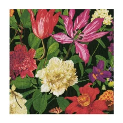 Caspari Paper Luncheon Napkins|Dutch Floral Black Luncheon Napkins - includes 20 Luncheon Napkins
