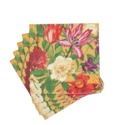 Caspari Paper Cocktail Napkins|Dutch Floral Gold Cocktail Napkins - includes 20 Cocktail Napkins