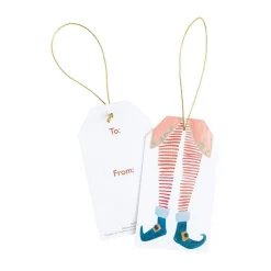Caspari Christmas Gift Tags & Labels|Gift Tags & Enclosure Cards|Elf Stockings Classic Gift Tags - 4 Per Package