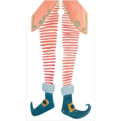 Caspari Christmas Gift Tags & Labels|Gift Tags & Enclosure Cards|Elf Stockings Classic Gift Tags - 4 Per Package