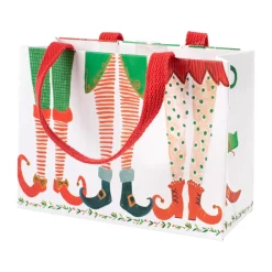 Caspari Christmas Gift & Bottle Bags|Gift & Bottle Bags|Elf Stockings Small Gift Bag - 1 Each