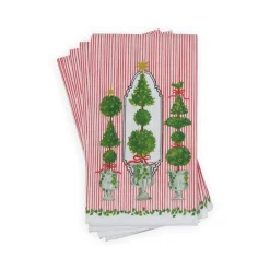 Caspari Christmas Napkins|Paper Guest Towels|Eloise Red Guest Towel Napkins - 15 Per Package